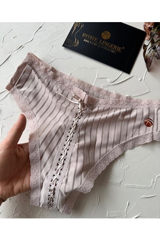 Lola Transparan Arkası Bağlama Detaylı Pamuklu Fantezi/günlük Kul Bej