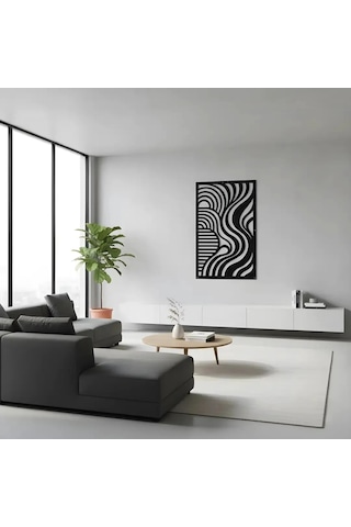 Dikey Dalgalı Metal Duvar Tablosu Salon Dekorasyonu