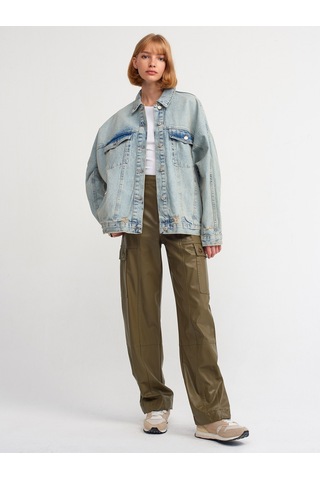 Dilvin Yarasa Kol Kar Yıkama Mont Mavi