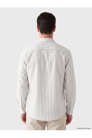 Lcw Busıness Kahverengi Slim Fit Çizgili Erkek Gömlek