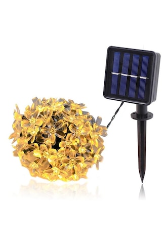 50 Led Li 7 Metre Sarı Çiçek Şöleni Solar Bahçe Süsleme Ledi -8 Farklı Mod- Güneş Enerjili Led Işık