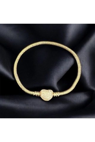 T-blk-27 Kalp Klipsli Bileklik Gold