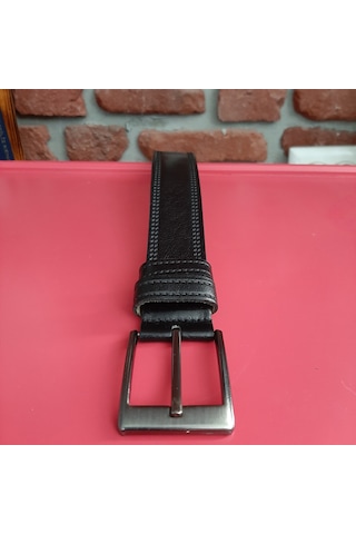 Erkek Siyah Hakiki Deri Vejetal Dana Derisi Kemer Gvn-0052 - 4 CM Siyah