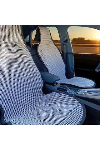 Universal Terletmez Oto Koltuk Koruyucu Kılıf - 2 Adet Ön, 1 Adet Arka Siyah-beyaz