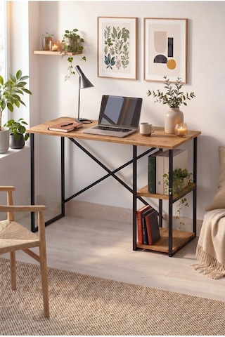 110x50 Cm 2 Raflı Çalışma Masası Bilgisayar Masası Ofis Masası Ders Masası Ümit Çam
