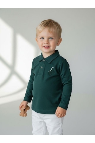 Zekids Erkek Bebek Zürafa Baskılı Uzun Kollu T-shirt-16938 Yeşil