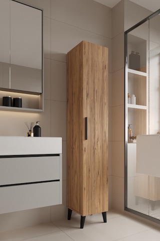 Mundo Tek Kapılı Banyo Dolabı Çok Amaçlı Dolap - Atlantik Çam Atlantik Çam