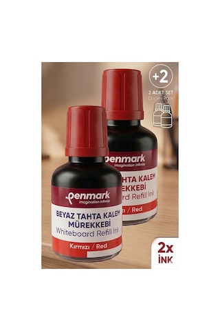 Kırmızı Yazı Tahta Kalemi Mürekkebi 30 Ml 2'li Set, Kolay Silinebilir, Penmark Kırmızı