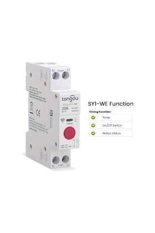 Xuweiwei Sy1-we 20a Ewelink Wıfı Akıllı Anahtar Kwh Göstergeli 1p+n 63a 220v Mobil Kontrollü Zamanlayıcı Röle Akıllı Ev Devre Kesici