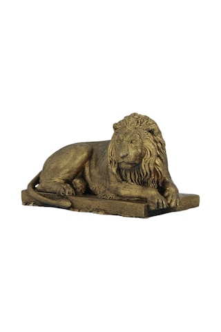 Dekoratif Biblo Yeleli Aslan Heykel El Yapımı Hediyelik Süs Eşyası Model Aslan3 - Altın Eskitme