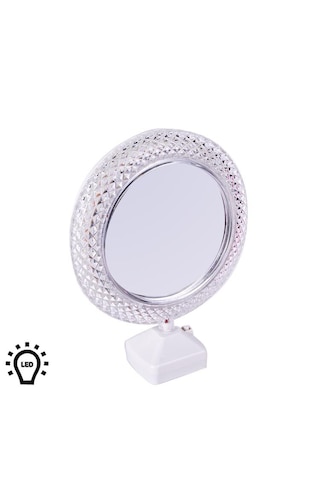 Led Li Kristal Görünümlü Yuvarlak Sihirli Ayna Çerçeve Kişiye Özel Fotoğraf Baskısı Şeffaf