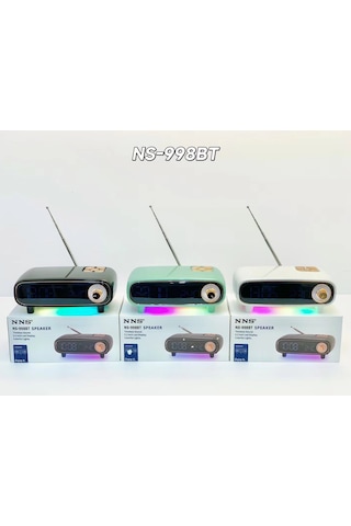 Nns Ns-998bt Bluetooth Çok Fonksiyonlu Hoparlör, Led Ekranlı Çalar Saat, Sıcaklık Göstergeli Fm Radyo Ve Rgb