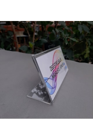 Değiştirilebilir Şeffaf Yatay Masaüstü İsimlik 15 x 7 CM