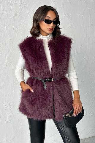 Verymoda Tüylü Yelek Vmf1567 Mürdüm
