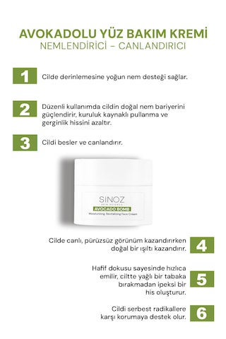 Sinoz Avokado Bomb Yoğun Nemlendirici Yüz Kremi & Göz Kremi 2'li Bakım Seti