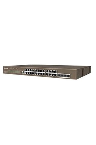 Tenda Teg5328p-24-410w 24 Port Poe+ 10-100-1000 Switch 4 Port Sfp L3 Çelik Kasa Rack Mount