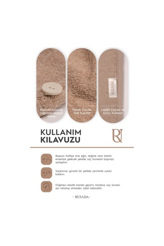 %100 Pamuk Saç Kurutma Bonesi/havlusu Lastikli Ve Düğmeli Brown Kahverengi