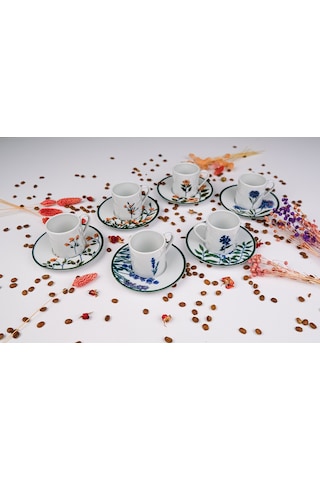 Porland Flower Garden Kahve Fincan Takımı 6 Kişilik 12 Parça 90Cc