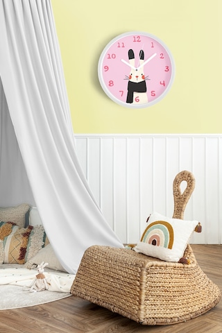 Sevimli Tavşan Çocuk Odası Duvar Saati - 42cm - Önü Camlı Beyaz Kasa - Sessiz Mekanizma-jh1068 Beyaz