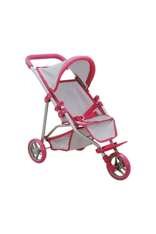 3 Tekerlekli Pembe Gri Metal Puset