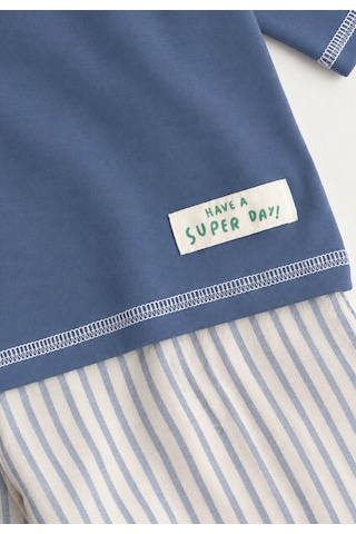 Cigit Oversize Pantolon Takım 2-10 Yaş İndigo İnce Çizgili Mavi