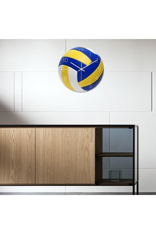 Pazly Yuvarlak Voleybol Voleybol Topu Suntek Spor Sessiz Saati Duvar 12 '' İd Çok Renkli