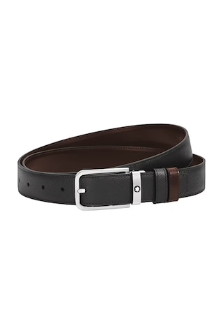 Montblanc Sartorial Deri Dikdörtgen Tokalı 30 Mm Çift Taraflı Kem Siyah