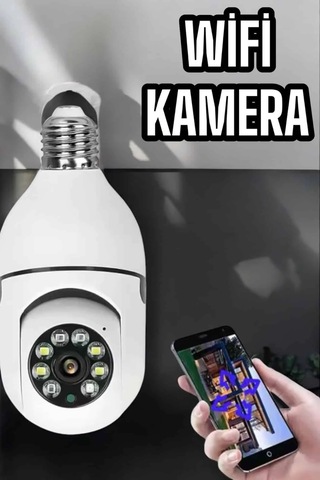 Wifi Kamera Duylu Ampul Görünümlü 360 Derece Dönebilen Ev Kamerası 05238287