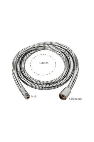 Lüx Spralli Evye Berber Batarya Hortumu 1/2-m15 150 Cm Gümüş