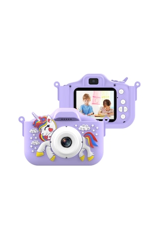 Kangvka Çocuklar İçin 48mp Çift Kameralı 1080p Hd Dijital Fotoğraf Makinesi, 2.0 Ips Ekran, 32gb Hafıza Kartı, Otg Özellikli, Mor