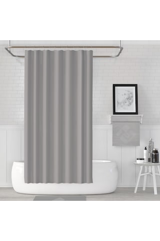 Gri Düz Banyo Perdesi 180x200cm duş perdesi Modern Düz Gri Açık Gri
