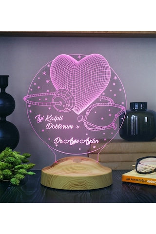 3D Led Lamba 3Boyutlu Iyi Kalpli Doktorum Kişiye Özel Hediye