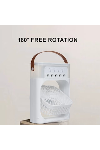 Leezsing Masaüstü Soğuk Hava Fanı Nemlendirici Mini Hava Soğutucu Sis Püskürtücü 3 Ayarlanabilir Rüzgar Hızı Renkli Gece Lambası İle 3 Ayarlanabilir Diğer