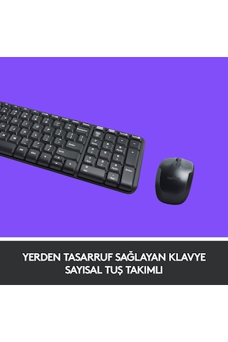 Mk220 Kablosuz Türkçe Klavye Mouse Seti - Siyah
