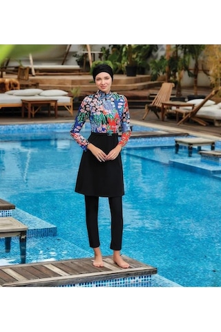 Adasea Yoon 4407 Tam Boy Tasarım Tesettür Mayo Siyah
