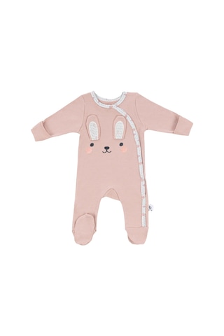 Gezenbebe Hero Uzun Kollu Nakışlı Bebek Tulumu Pembe