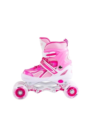 Paten Ayarlanabilir 2+2 Ve 2+1+1 Işıklı Metal Gövde Alıştırma Pateni Çantalı Mor