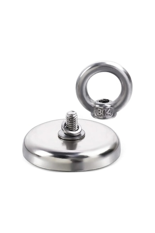 Ay Magnet Güçlü Halkalı Neodyum Pot Mıknatıs Çap 42mm Kurtarma