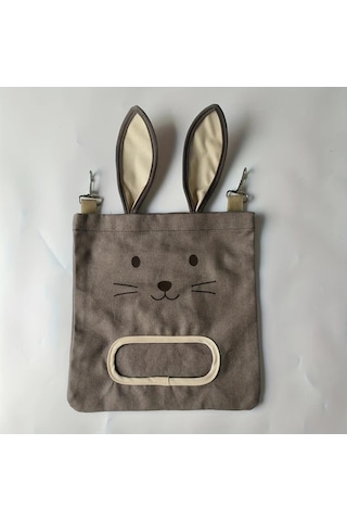 Fochsia Büyük Asılı Kuru Ot Çantası Gri - Tavşan, Gine Domuzu, Sürüngenler İçin Sağlam Yemlik, Kapaklı, Kulplu