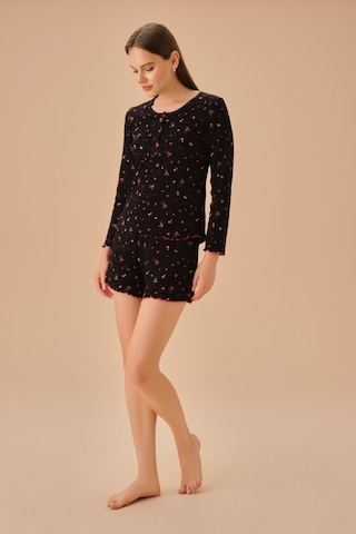 Suwen Mina Şort Takımı Sh25192663911 Siyah Baskılı Siyah