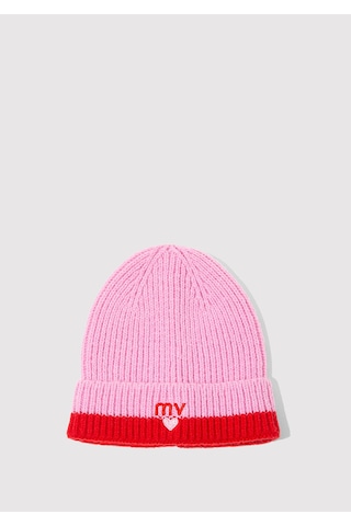Mavi - Mv Kalp İşlemeli Pembe Bere 1913835-32445 Pembe