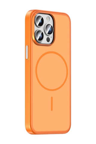 iPhone Uyumlu 14 Pro Max Kılıf Magsafe Şarj Özellikli Ultra İnce Mat Soft Lora Pc Kapak Turuncu