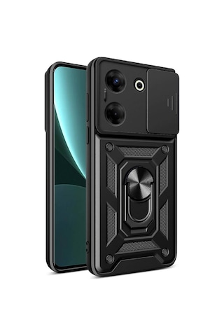 Rba Aksesuar Tecno Camon 20 Pro 5g Kılıf Magnetik Standlı Kamera Korumalı Rba Sürgülü Vega Kapak - Siyah Siyah