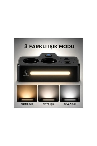 Bkl-502 Akım Korumalı 2li Priz 2 Usb Ve 2 Type-c Çıkış 4000w Hızlı Şarj Duvar Tipi Dokunmatik Led Ay 1