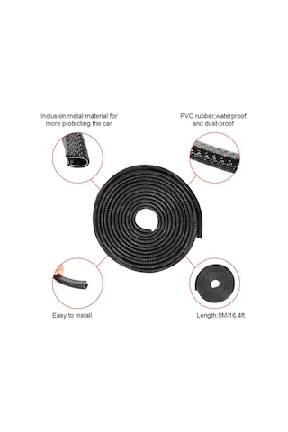 Araç Kapı Koruma Fitili Çarpma Çizilme Önleyici Fitil Siyah 5 Mt