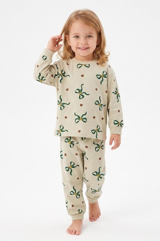 Modanıno %100 Pamuk Ve Baskılı Kız Çocuk Pijama Takımı 9-36 Ay 12741ıs Su Yeşili