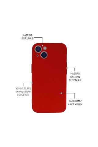 Apple Uyumlu iPhone 14 Kılıf Logolu Kamera Korumalı Altı Kapalı İçi Kadife Lansman Kapak - Kırmızı