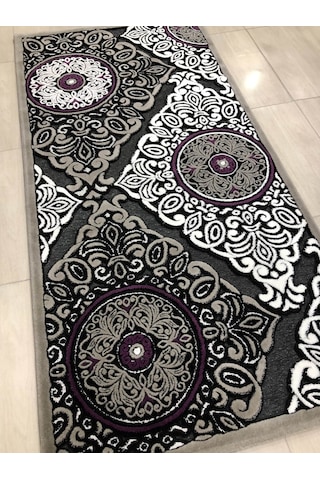 Kaşmir Halı Jade 97X200 Z009-02 Gri Mor Yolluk 2 Metre !