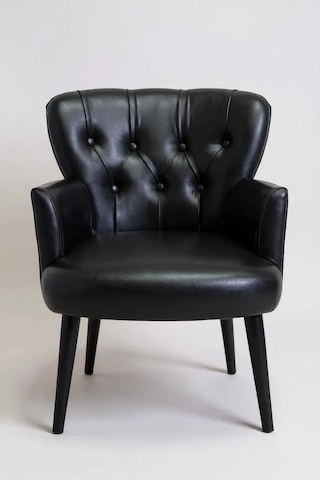 Roma Berjer - Modern Tekli Koltuk - Deri Kumaş - Siyah