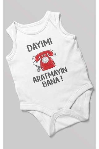 Morivokids Dayımı Aratmayın Bana Sıfır Kollu Bebek Zıbını %100 Pamuk Beyaz